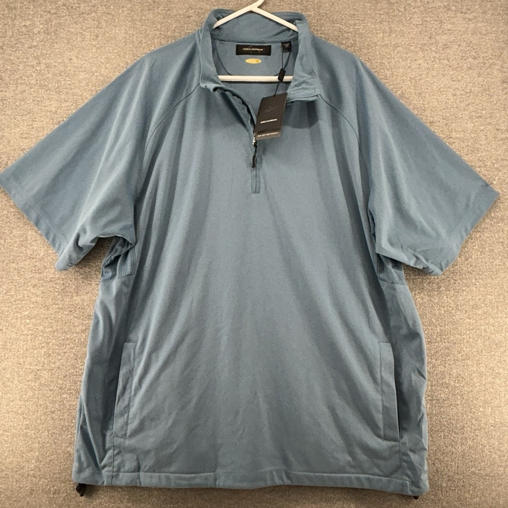 Greg Norman Play Dry Polo Shirt Men XXL Blue Weatherknit Short Sleeve NEW